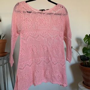 Jeanne Pierre Crotchet Style Pink Sweater